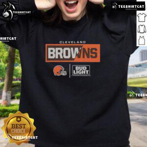 Premium Bud Light Cleveland Browns team sweatshirt featuring bold team colors and logo, perfect for game day wear.