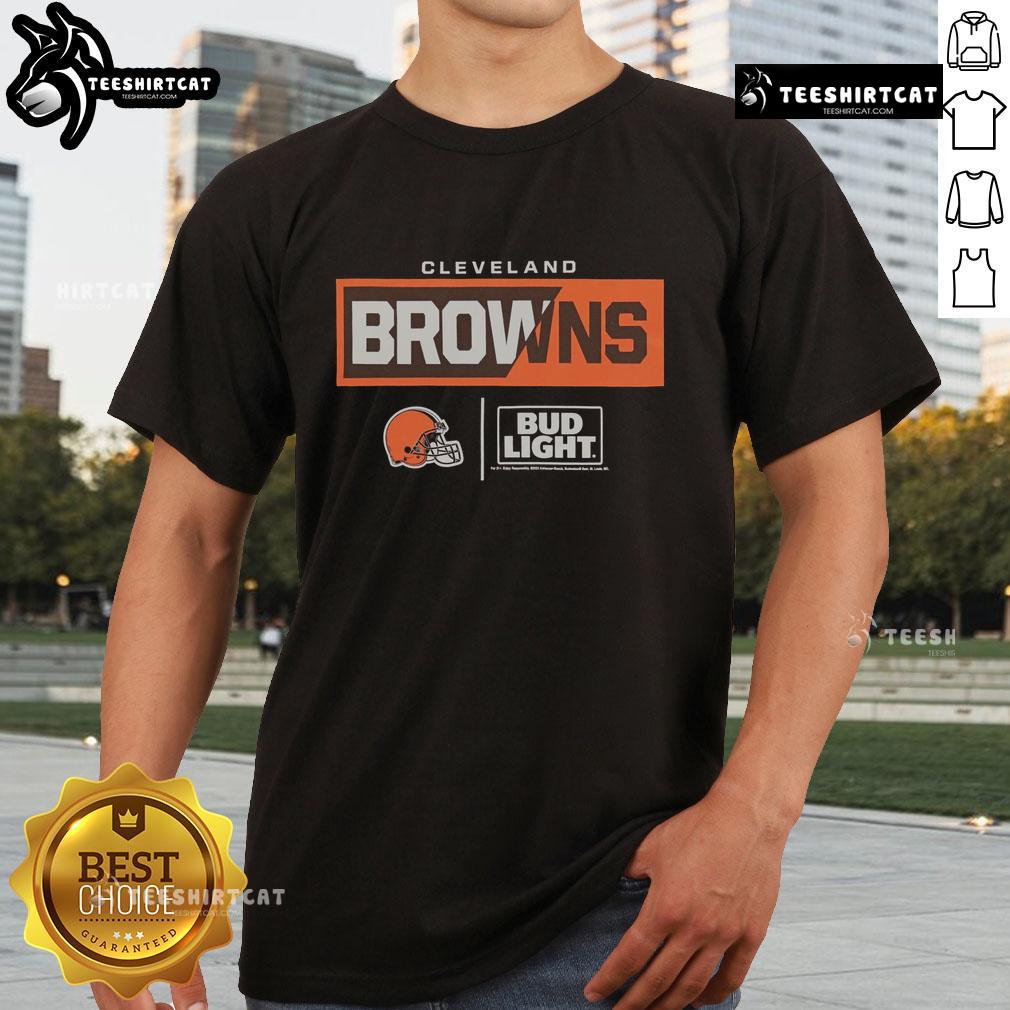 Premium Bud Light Cleveland Browns Team T-Shirt featuring team colors and logo, perfect for fans and game day attire.