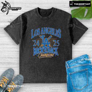 Premium Dodgers 2025 National League Champions Celebration Baseball Washed T-Shirt featuring vibrant team graphics.