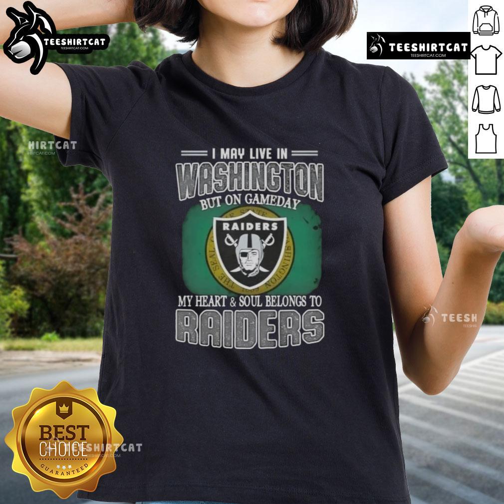 Premium ladies tee featuring 'On Gameday, My Heart and Soul Belongs to Raiders' design, perfect for passionate fans.