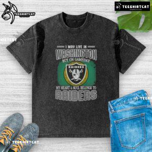 Premium washed t-shirt showing love for Raiders, perfect for game day, ideal for fans living in Washington.