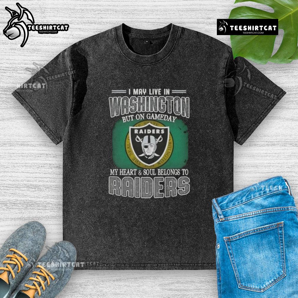 Premium washed t-shirt showing love for Raiders, perfect for game day, ideal for fans living in Washington.