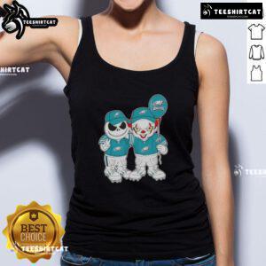 Premium Jack Skellington and Clown IT Halloween tank top featuring Philadelphia Eagles design for festive fans.