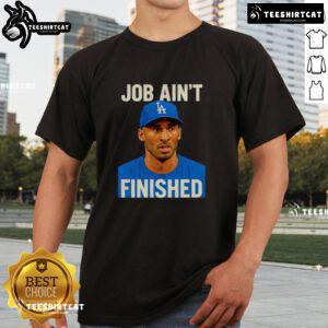 Premium Kobe Bryant 'Job Ain't Finished' T-Shirt showcasing iconic design and tribute to basketball legend.