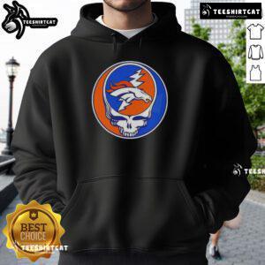 Premium NFL Denver Broncos Grateful Dead Stealie Hoodie featuring vibrant graphics and a cozy fit for fans.