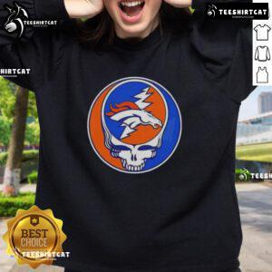 Premium NFL Denver Broncos Grateful Dead Stealie Sweatshirt featuring iconic logo and vibrant colors for fans.