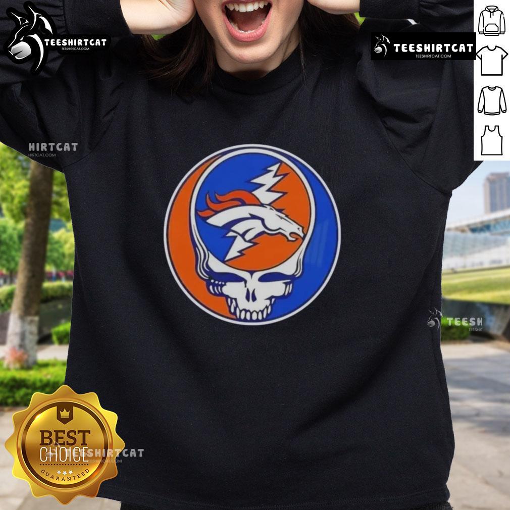 Premium NFL Denver Broncos Grateful Dead Stealie Sweatshirt featuring iconic logo and vibrant colors for fans.