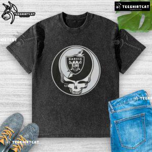 Premium NFL Oakland Raiders Grateful Dead Stealie washed t-shirt featuring vibrant graphics and a relaxed fit.