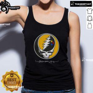 Premium NFL Pittsburgh Steelers Grateful Dead Stealie tank top featuring vibrant graphics and a comfortable fit.