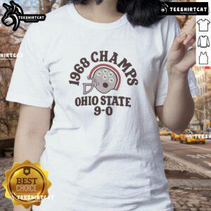 Premium Ohio State National Champs 1968 9-0 ladies tee featuring vintage design and team colors for female fans.