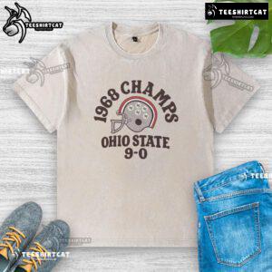 Premium Ohio State National Champs 1968 9-0 washed t-shirt featuring retro design and comfortable fit for fans.