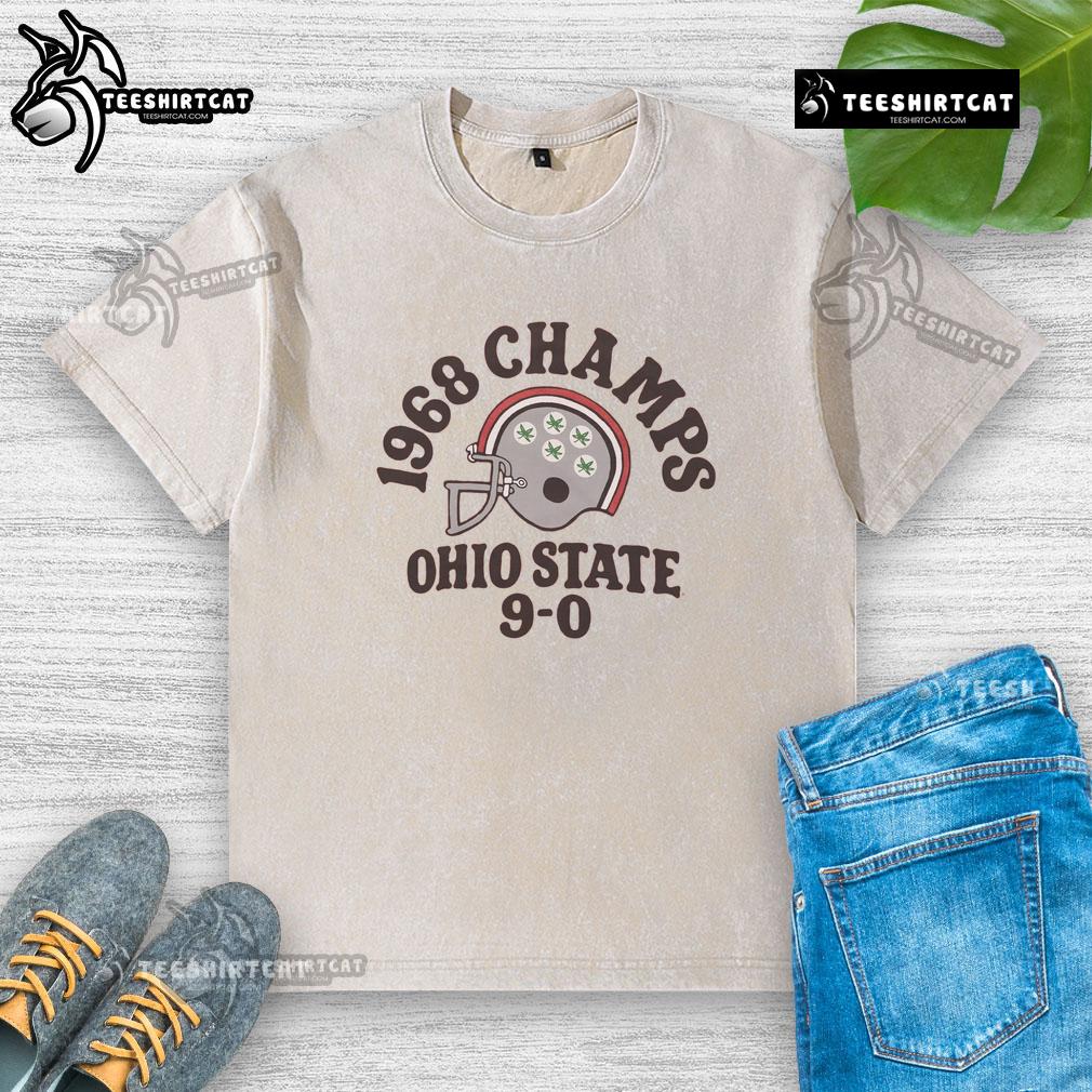 Premium Ohio State National Champs 1968 9-0 washed t-shirt featuring retro design and comfortable fit for fans.