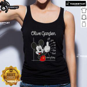 Premium Olive Garden x Mickey Fluff Off tank top featuring playful design, perfect for casual wear and Disney fans.