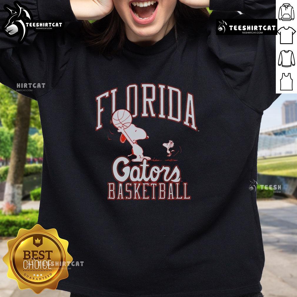 Premium Peanuts Snoopy x Florida Gators basketball sweatshirt featuring vibrant graphics and cozy design for fans.
