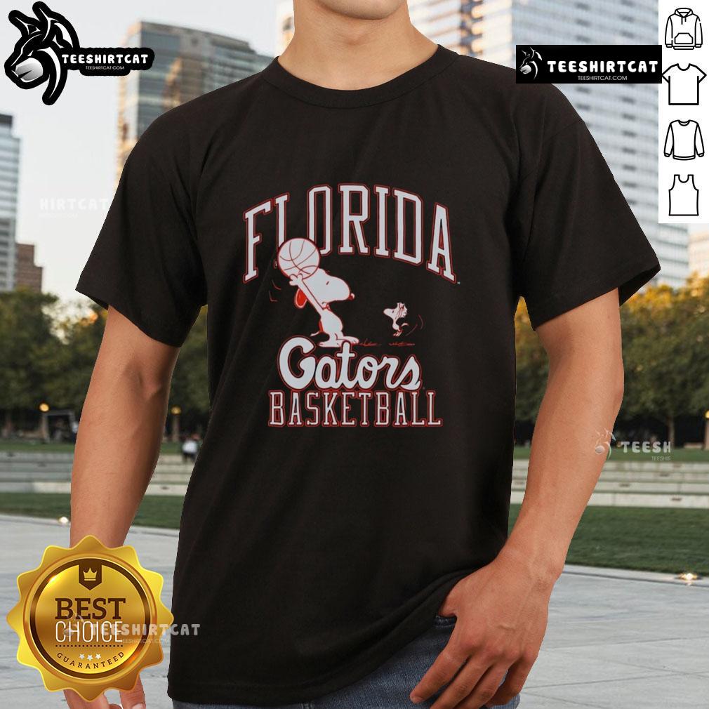 Alt Text: Premium Peanuts Snoopy X Florida Gators basketball t-shirt featuring vibrant graphics and a comfortable fit.