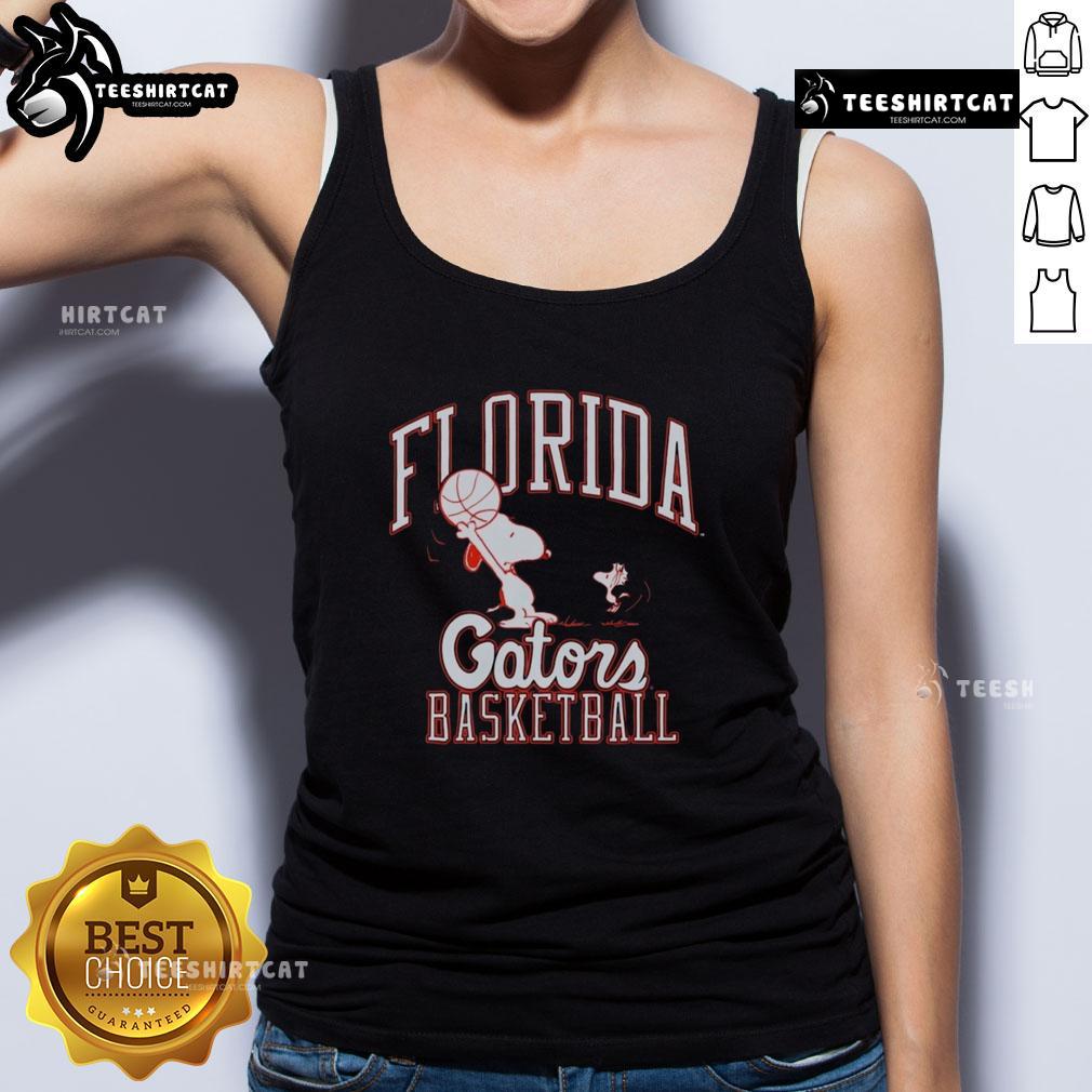 Alt Text: Premium Peanuts Snoopy X Florida Gators basketball tank top featuring a vibrant design perfect for fans.