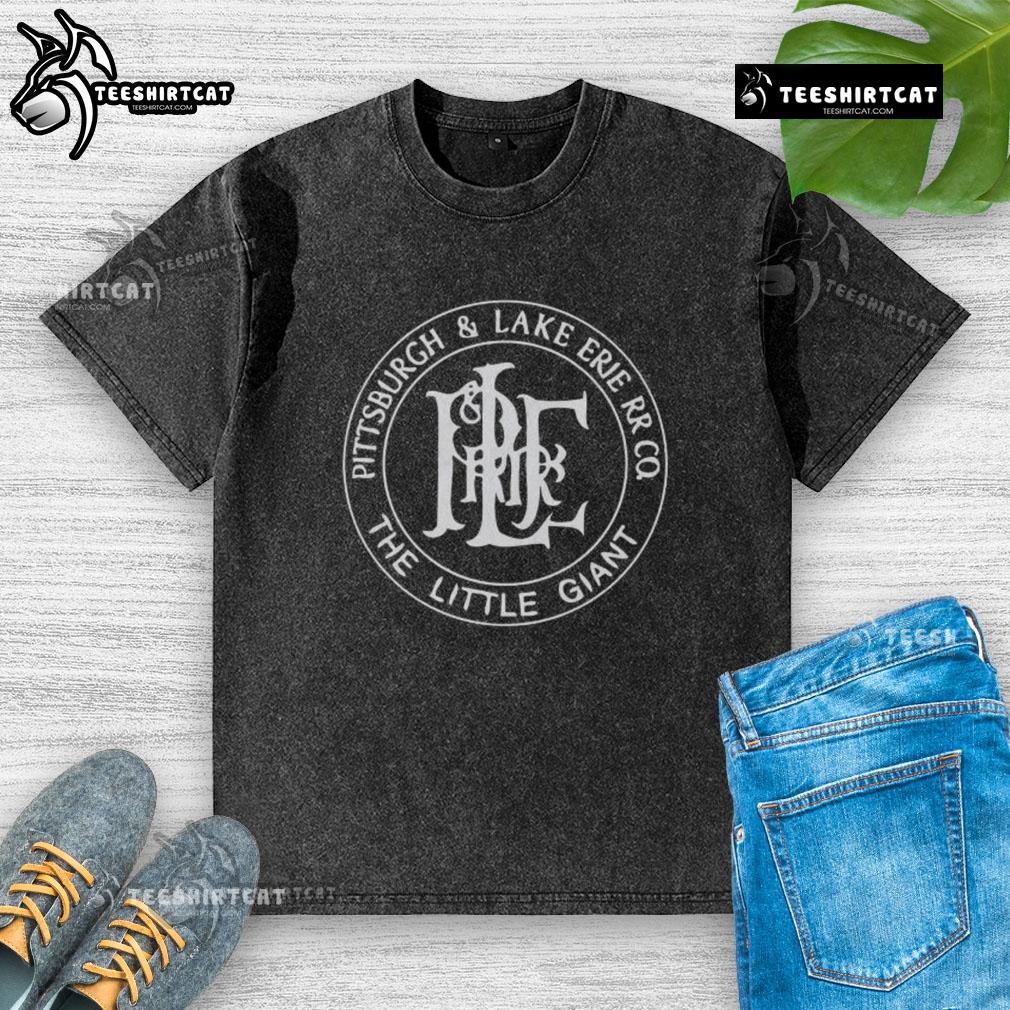 Premium Pittsburgh and Lake Erie Railroad logo on a washed t-shirt, showcasing vintage train design for railway enthusiasts.