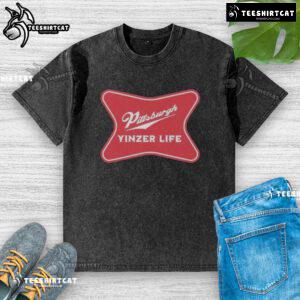 Premium Pittsburgh Yinzer Life washed t-shirt featuring 'The Champagne of Cities' design for stylish fans.