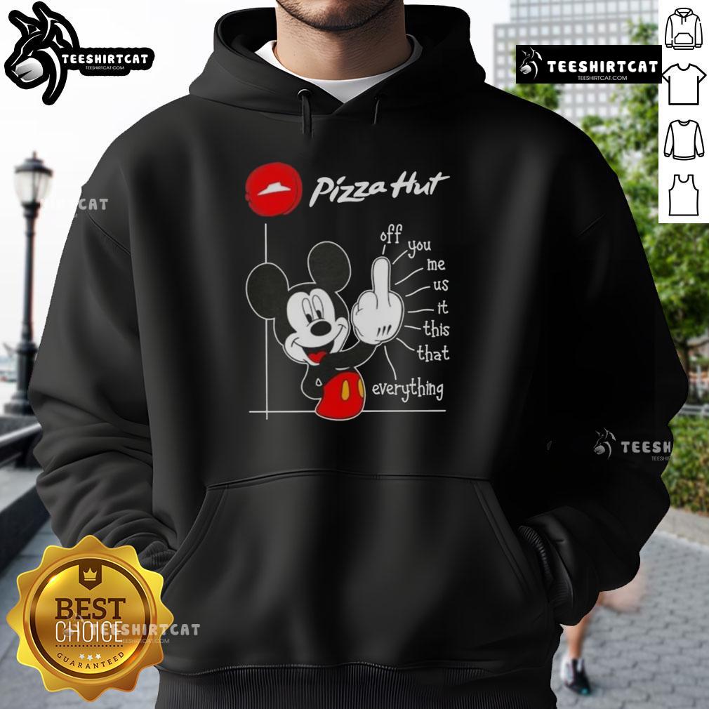 Premium Pizza Hut x Mickey Fluff Off hoodie featuring vibrant graphics and cozy design for ultimate comfort and style.