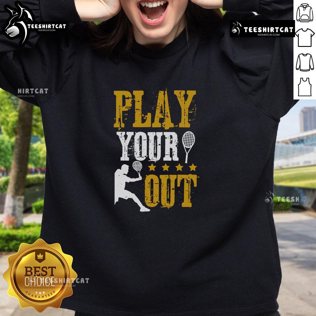 Premium Play Your Out Tennis Sweatshirt in navy blue, perfect for tennis enthusiasts and casual wear.