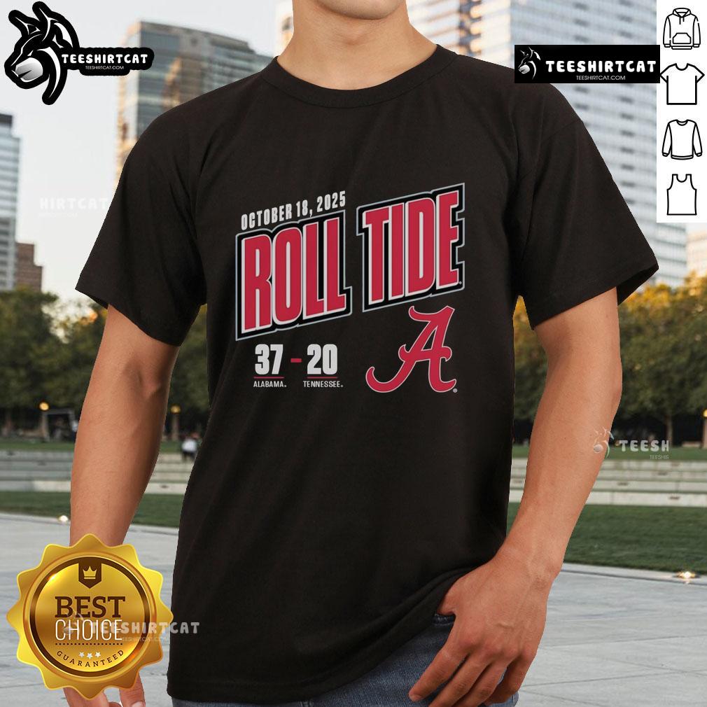 Premium Roll Tide Score 37-20 Alabama Crimson Tide Vs Tennessee Volunteers T-Shirt showcasing team pride and victory.