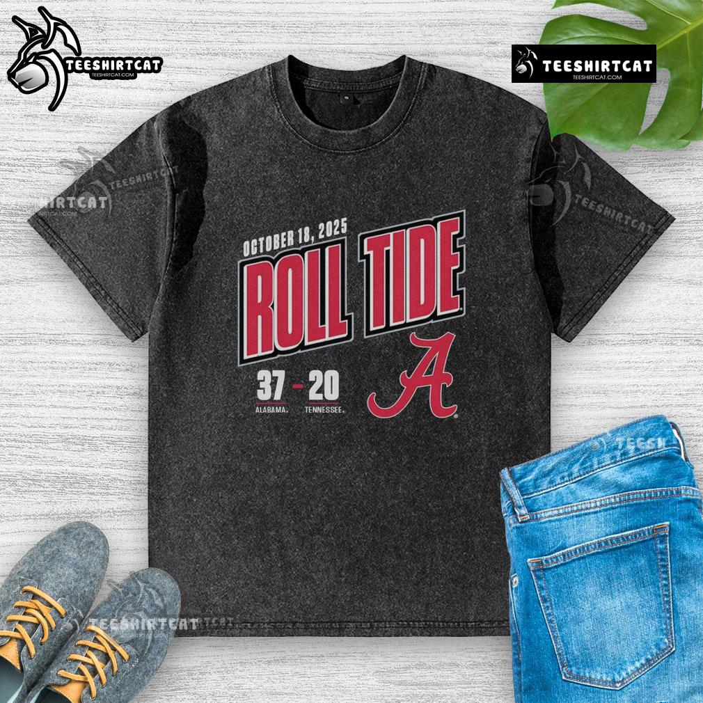 Premium Roll Tide Score 37-20 Alabama Crimson Tide vs Tennessee Volunteers 2025 Washed T-Shirt in stylish design.