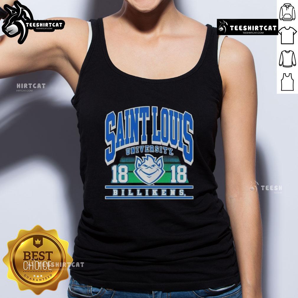 Premium Saint Louis University Billikens Est 1818 tank top in navy blue, showcasing school spirit and style.
