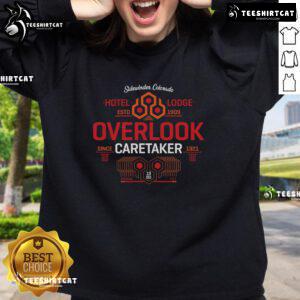 Premium Shining Hotel Lodge sweatshirt, established 1909, caretaker since 1921, showcasing vintage style and comfort.