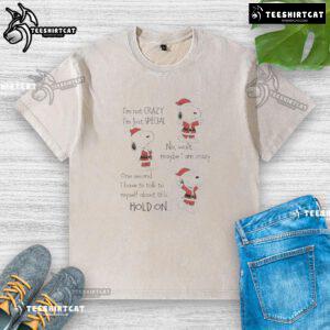 Alt Text: Premium Snoopy Christmas I'm Not Crazy, I'm Just Special T-shirt featuring a festive Snoopy design.