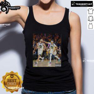 Premium Stephen Curry and Jordan Poole Golden State Warriors basketball tank top featuring vibrant team colors and logos.
