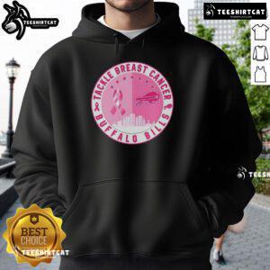 Premium tackle Buffalo Bills Breast Cancer hoodie featuring a skyline design, perfect for football fans supporting a cause.