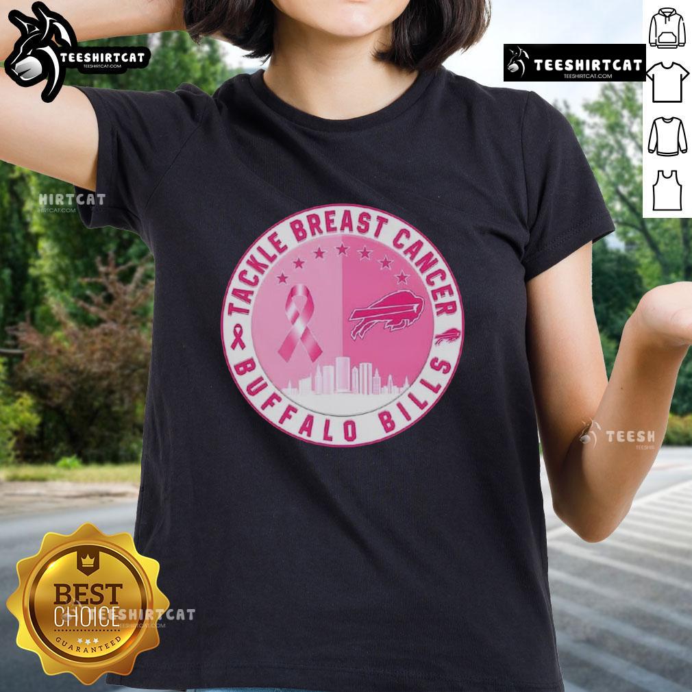 Premium Tackle Breast Cancer Buffalo Bills football skyline ladies tee featuring vibrant design and team spirit.