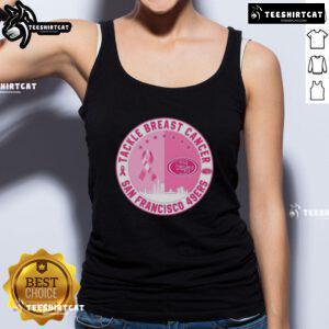 Premium Tackle Breast Cancer tank top featuring San Francisco 49ers logo with skyline design, perfect for game day.