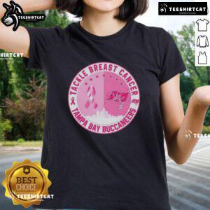 Premium Tackle Breast Cancer Tampa Bay Buccaneers Football Skyline Ladies Tee featuring vibrant team colors and design.