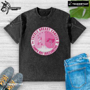 Premium Tackle Breast Cancer Tampa Bay Buccaneers football skyline washed t-shirt for stylish support and team pride.