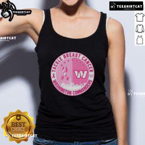 Premium Tackle Breast Cancer tank top featuring Washington Commanders logo and skyline design for women's football fashion.