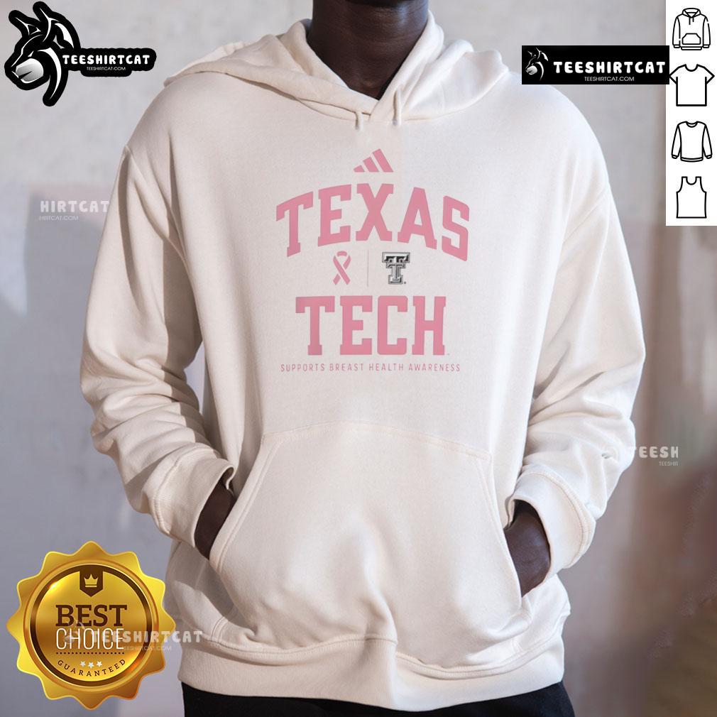 Alt Text: Premium Texas Tech Red Raiders Sideline 2025 hoodie for Breast Cancer Health Awareness, featuring pink accents and logo.