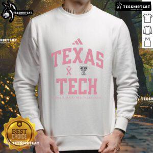 Premium Texas Tech Red Raiders Sideline 2025 sweatshirt for Breast Cancer Health Awareness in pink and black design.