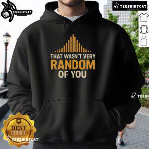 Alt Text: Premium 'That Wasn't Very Random of You' hoodie in stylish design, perfect for casual wear and cozy comfort.