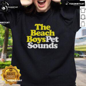 Alt Text: Premium The Beach Boys Pet Sounds sweatshirt featuring vibrant artwork, perfect for fans of classic music and cozy style.