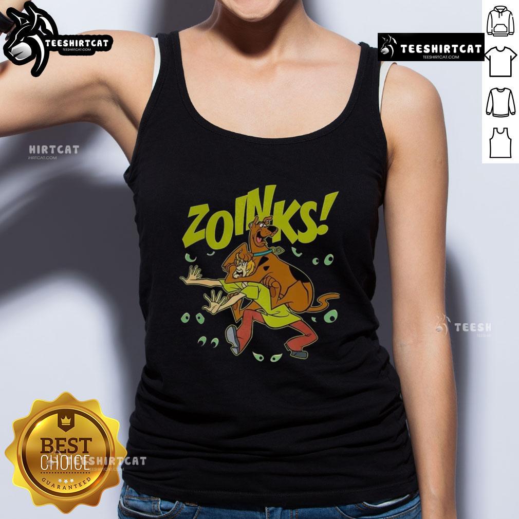 Premium Scooby-Doo and Shaggy Rogers vintage cartoon 'Zoinks' tank top featuring colorful graphics and playful design.