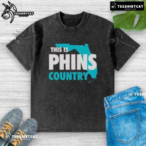 Premium This Is Phins Country washed t-shirt in soft fabric, featuring a vibrant design for Miami Dolphins fans.