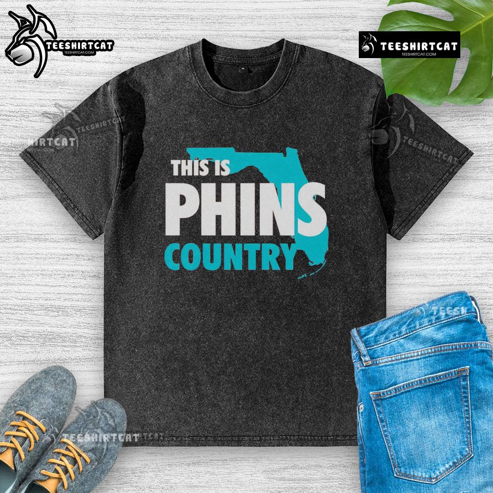 Premium This Is Phins Country washed t-shirt in soft fabric, featuring a vibrant design for Miami Dolphins fans.