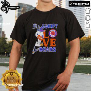 Premium Snoopy Love Her Chicago Bears T-Shirt featuring a playful design for fans of the beloved cartoon and NFL team.