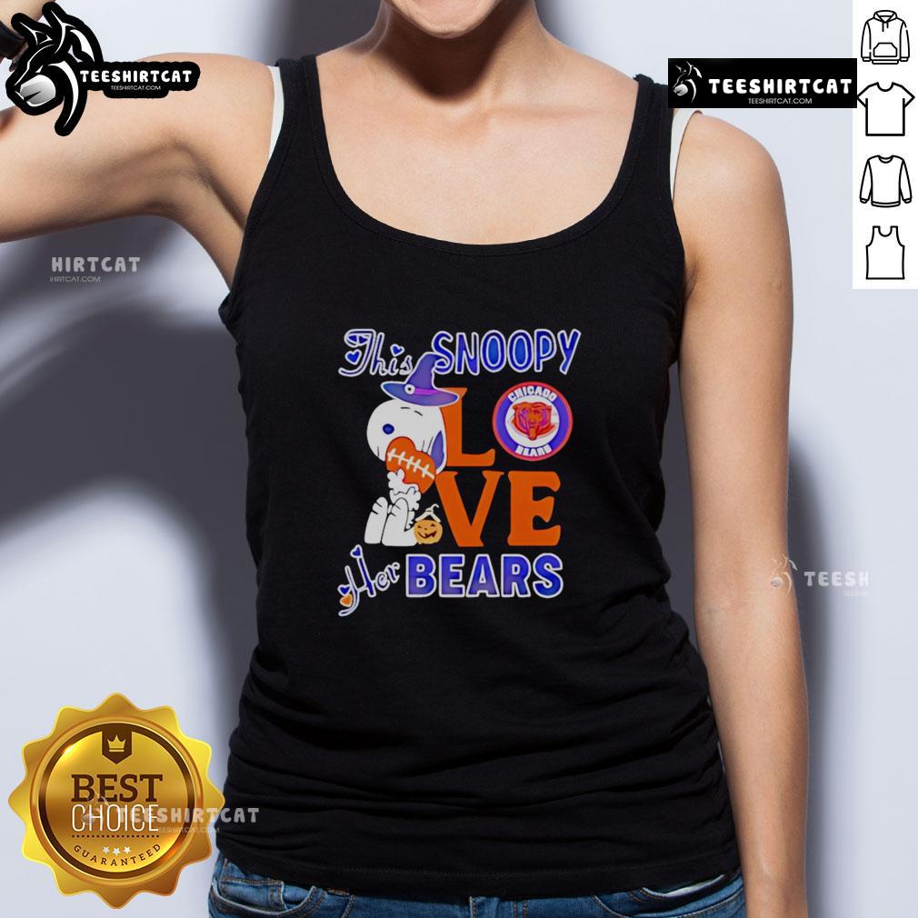 Premium Snoopy Love Her Chicago Bears Tank Top featuring a playful Snoopy design in team colors, perfect for fans.