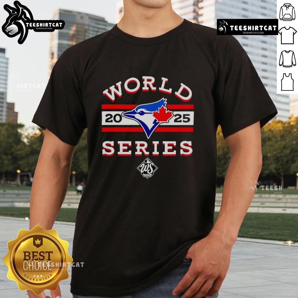 Alt Text: Premium Toronto Blue Jays 2025 World Series Logo T-Shirt featuring bold graphics and vibrant team colors.