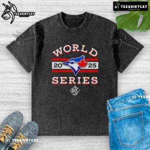 Premium Toronto Blue Jays 2025 World Series logo washed t-shirt featuring a stylish design for baseball fans.