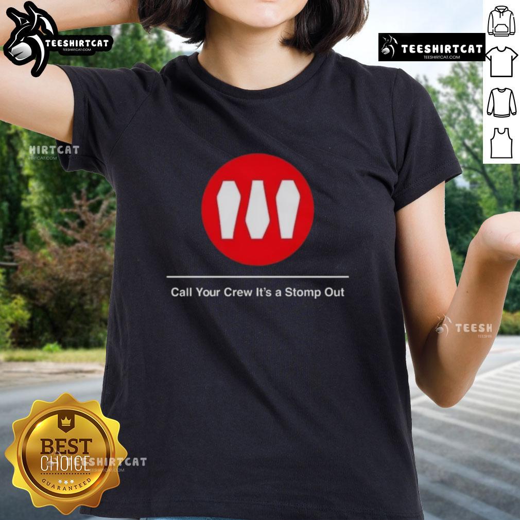 Premium Train Call Your Crew It's A Stomp Out Ladies Tee in vibrant colors, perfect for casual outings and stylish comfort.