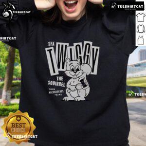 Premium Twiggy the Campus Squirrel sweatshirt featuring a playful squirrel design perfect for cozy campus wear.