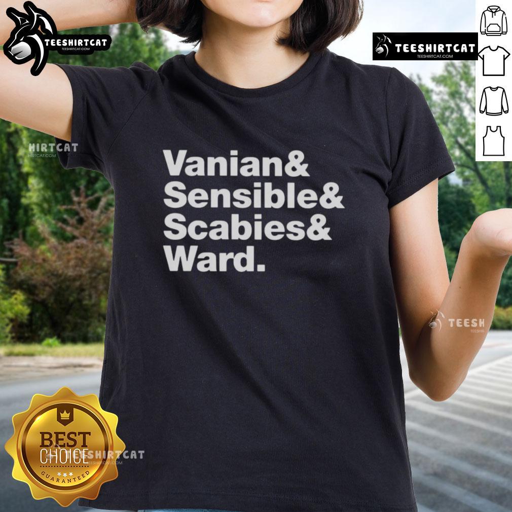 Premium Vanian Sensible Scabies and Ward Ladies Tee showcasing stylish design and comfortable fit for casual wear.